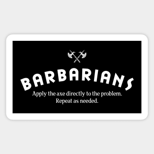 Barbarian Apply Axe Directly to Problem Roleplaying Addict - Tabletop RPG Vault Sticker